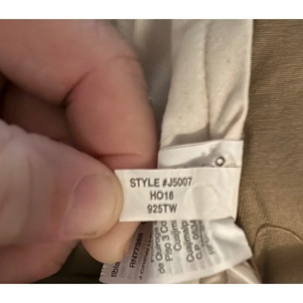 J‎ Crew Bedford Chino Pants Khaki Tan Flat Front Mens Size 34x32 Business Casual